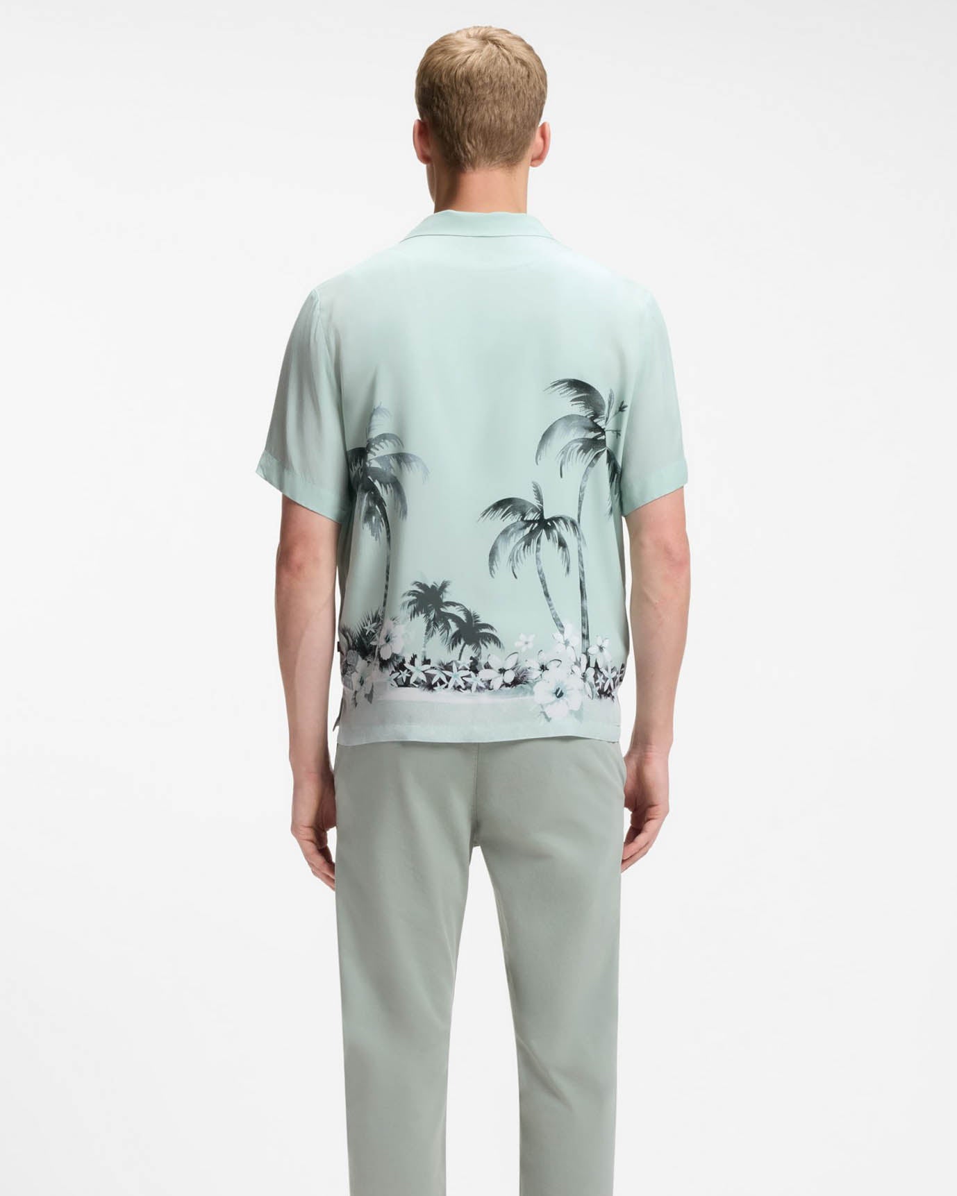 BOSS Orange Rayer Mens Short Sleeve Shirt - Turquoise/Aqua 446 | CHO | Designer Mens Short Sleeve Shirts