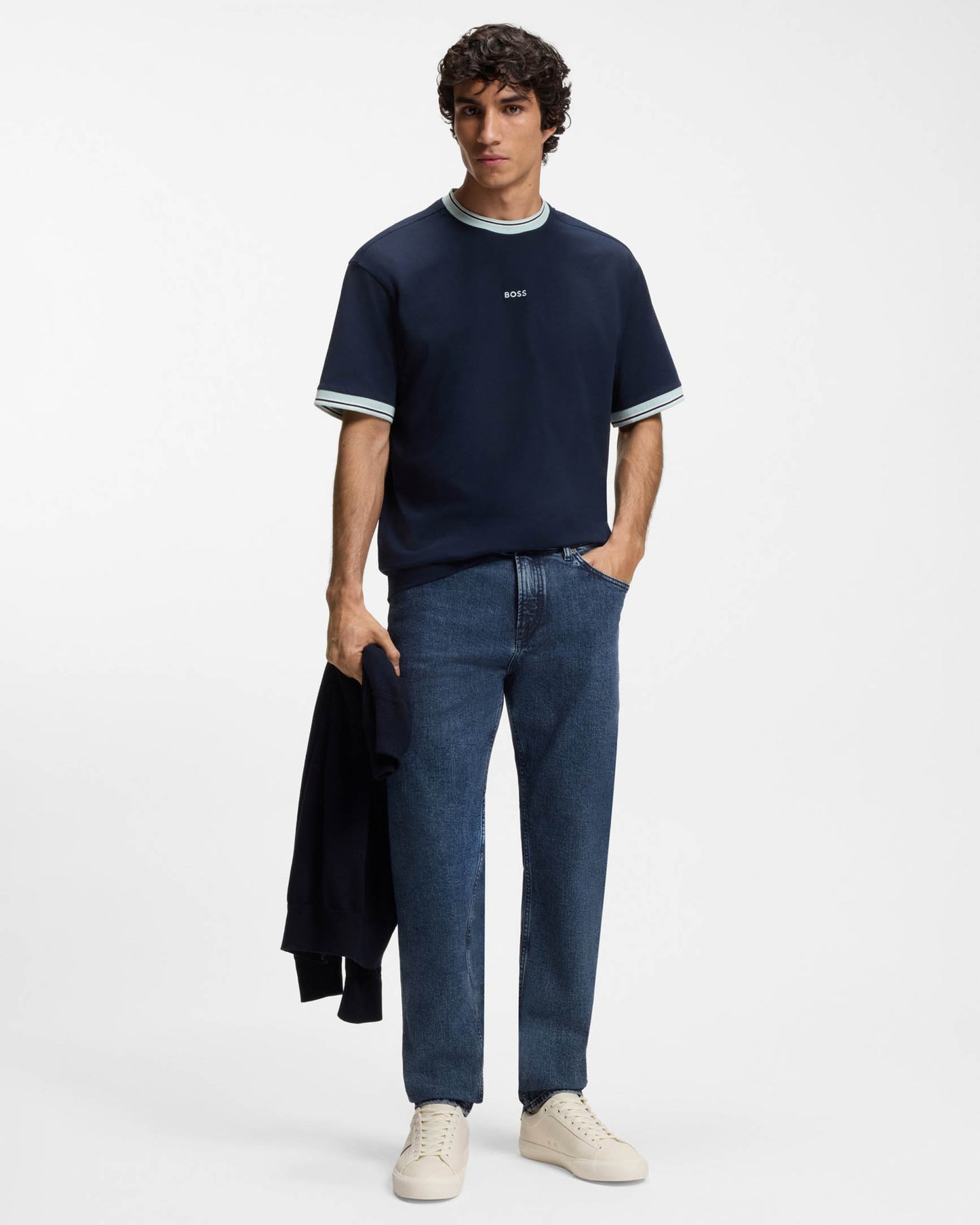 BOSS Orange Maine Mens Regular-Fit Jeans - Medium Blue 424 | CHO | Designer Mens Jeans