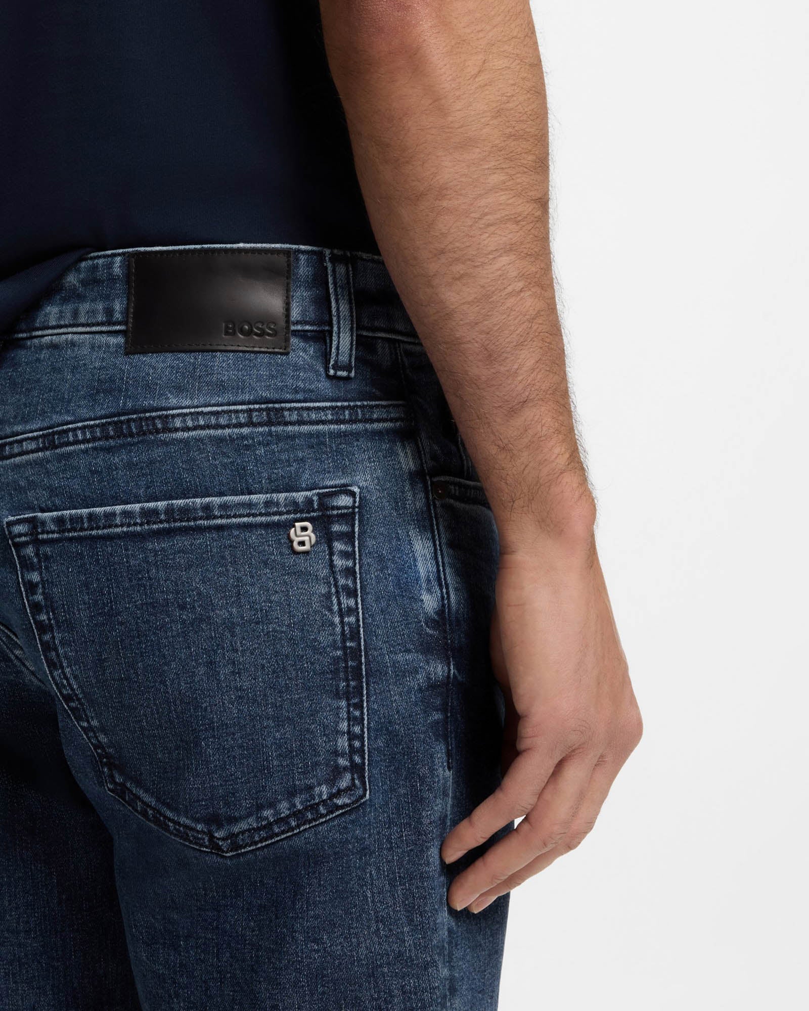 BOSS Orange Maine Mens Regular-Fit Jeans - Medium Blue 424 | CHO | Designer Mens Jeans