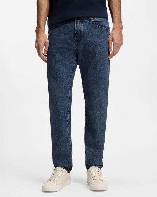 BOSS Orange Maine Mens Regular-Fit Jeans - Medium Blue 424 | CHO | Designer Mens Jeans