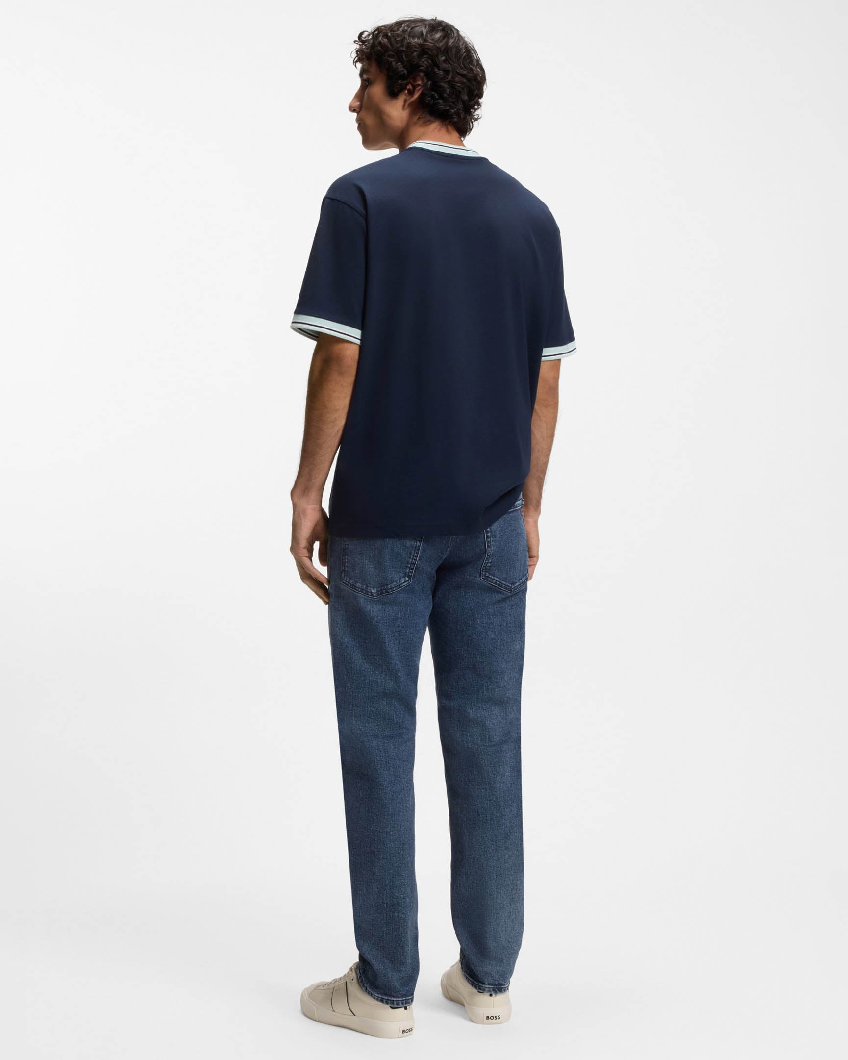 BOSS Orange Maine Mens Regular-Fit Jeans - Medium Blue 424 | CHO | Designer Mens Jeans