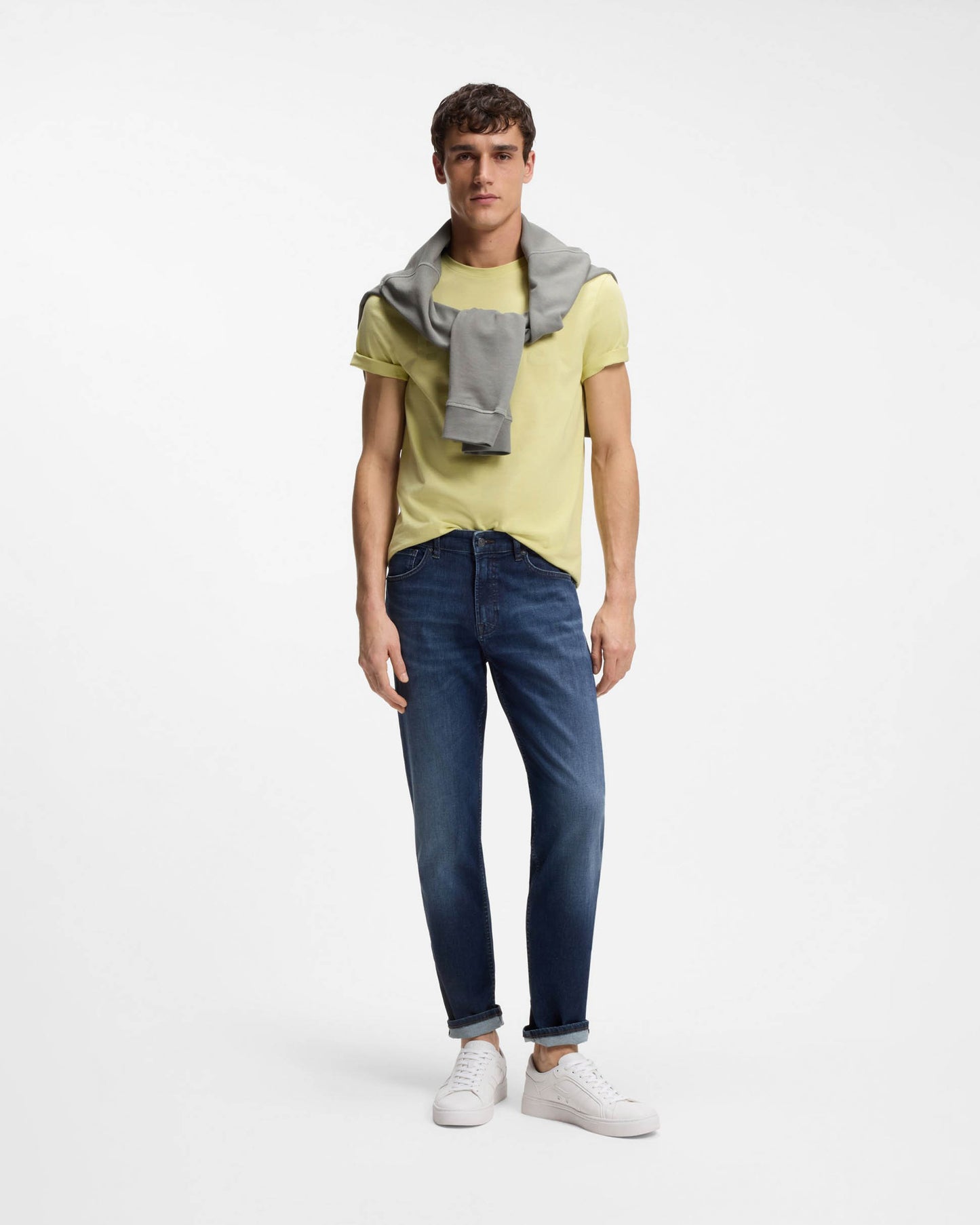 BOSS Orange Maine Regular-Fit Jeans in Soft-Motion Denim - Medium Blue 420 | CHO | Designer Mens Jeans
