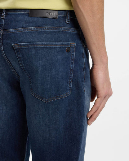 BOSS Orange Maine Regular-Fit Jeans in Soft-Motion Denim - Medium Blue 420 | CHO | Designer Mens Jeans