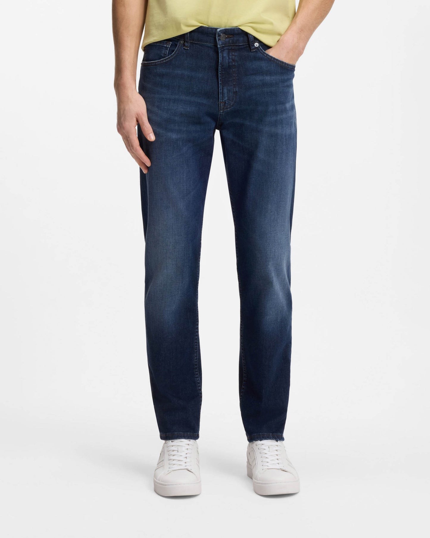 BOSS Orange Maine Regular-Fit Jeans in Soft-Motion Denim - Medium Blue 420 | CHO | Designer Mens Jeans