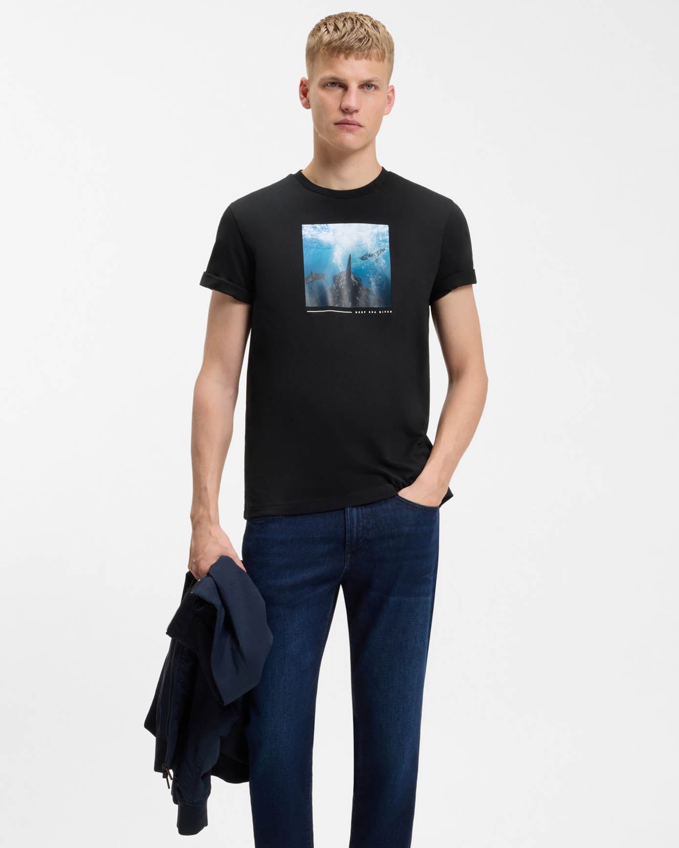 BOSS Orange Te Creature Mens Graphic Print T-Shirt - Black 001 | CHO | Designer Mens Short Sleeve T-Shirts