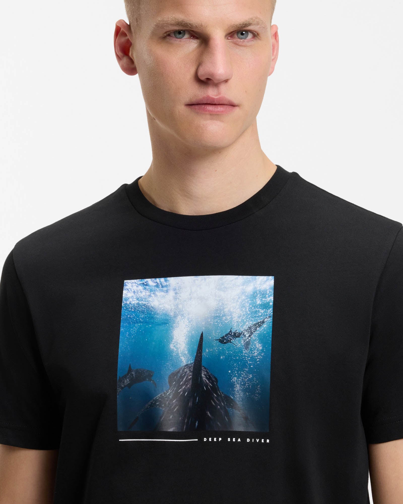 BOSS Orange Te Creature Mens Graphic Print T-Shirt - Black 001 | CHO | Designer Mens Short Sleeve T-Shirts