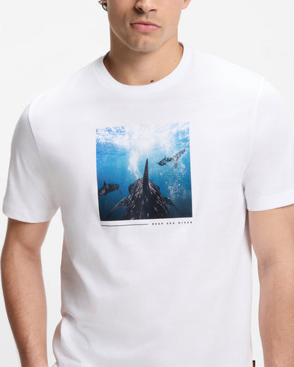 BOSS Orange Te Creature Mens Graphic Print T-Shirt - Natural 101