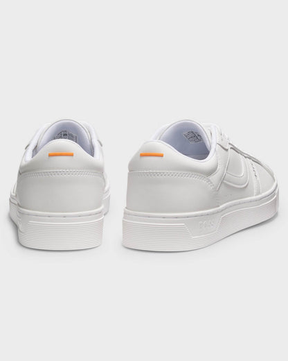 Pair of BOSS Orange Rhys Mens Logo-Trimmed Trainers in Faux Nappa Leather in White 100 - Back