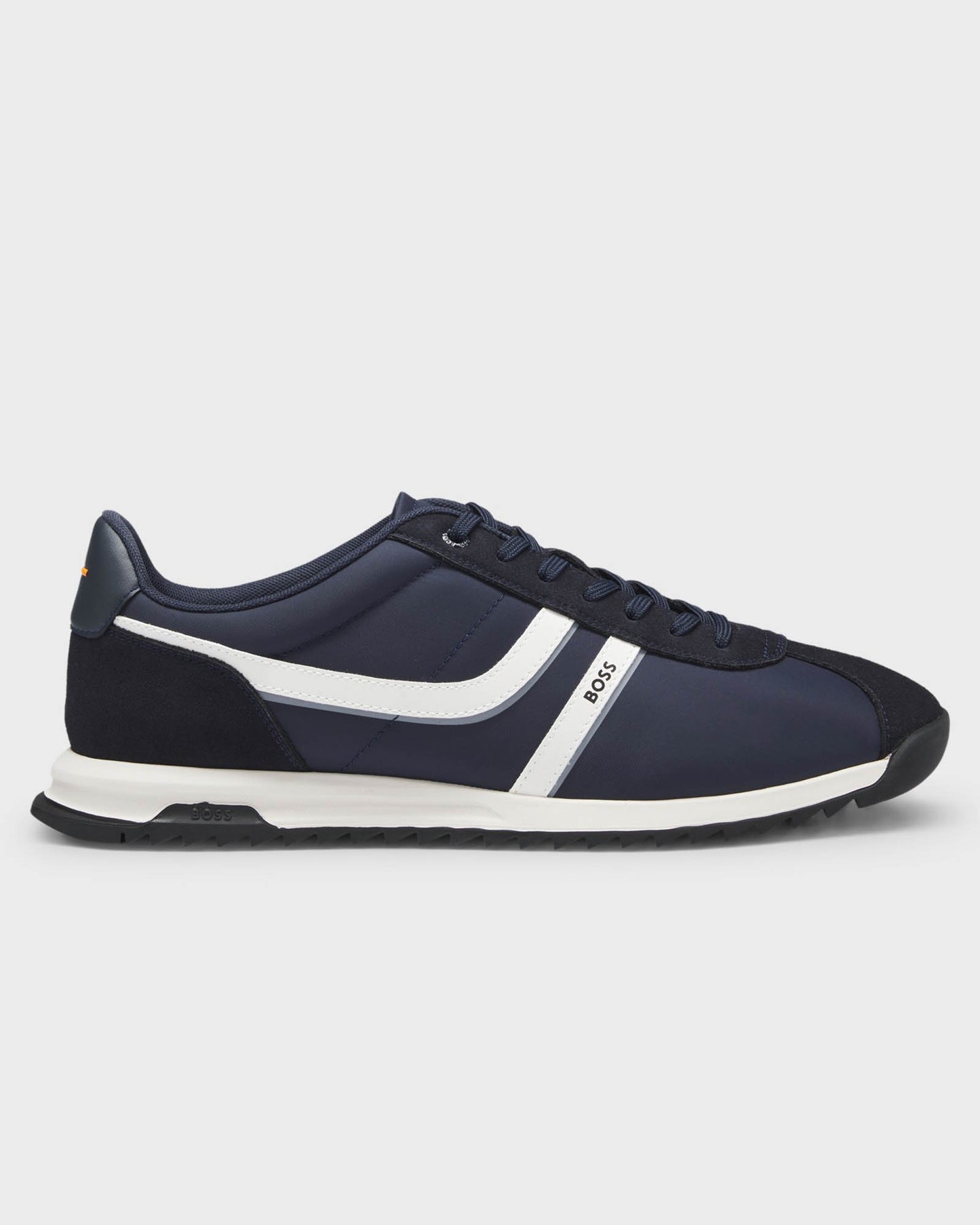 BOSS Orange Zayn Mens Logo Trainers with Faux Suede Trims  - Dark Blue 401