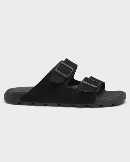 BOSS Orange Surfley Mens Twin-Strap Slides with Branded Buckles in Black 001 - Right