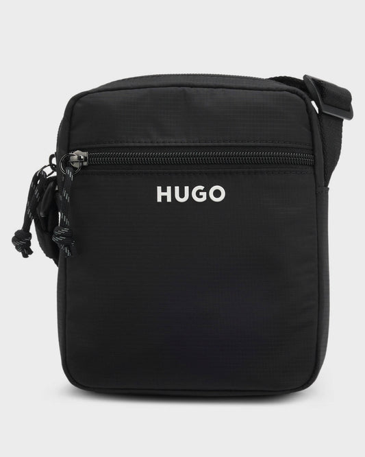 HUGO Everett Mens Crossbody Bag with Contrast Logo  - Black 001 | CHO | Designer Mens Bags