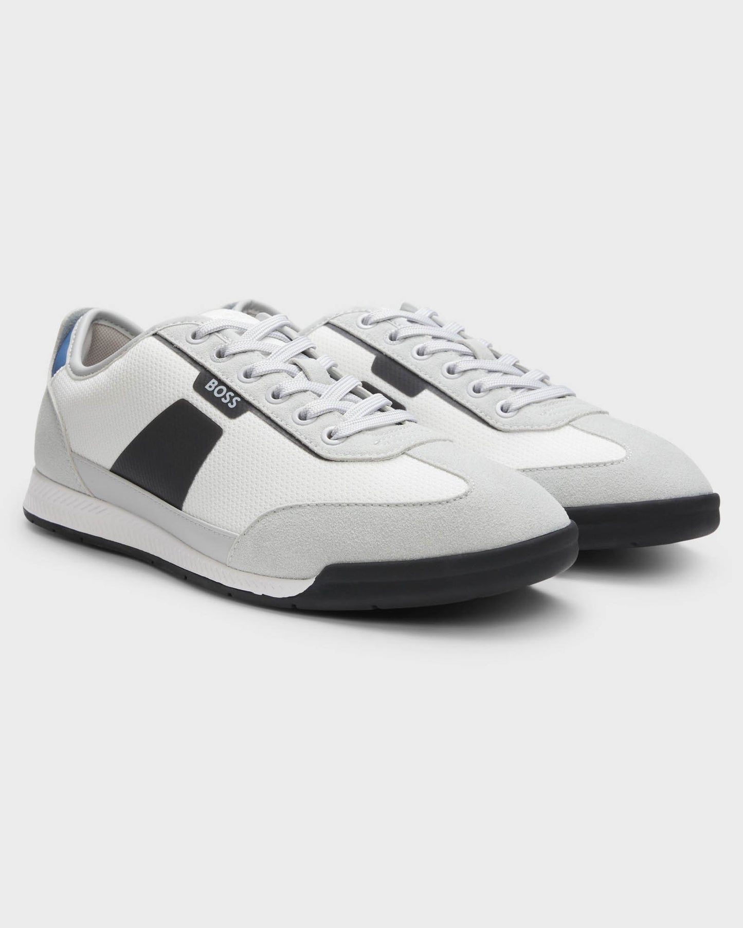 BOSS Orange Nitan Mens Mixed Material Trainers with Ridged Outsole - Open Grey 064 | CHO | Designer Mens Trainers