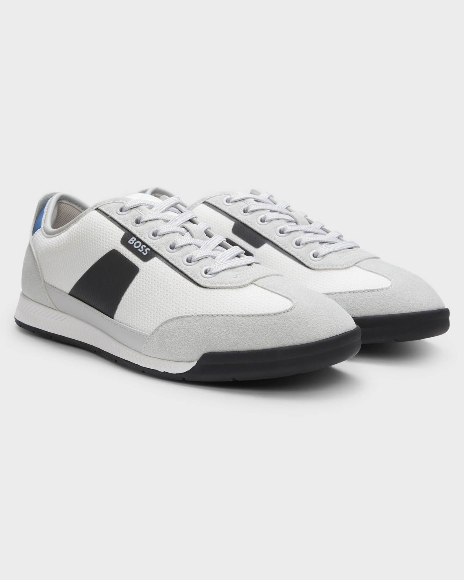 BOSS Orange Nitan Mens Mixed Material Trainers with Ridged Outsole - Open Grey 064 | CHO | Designer Mens Trainers