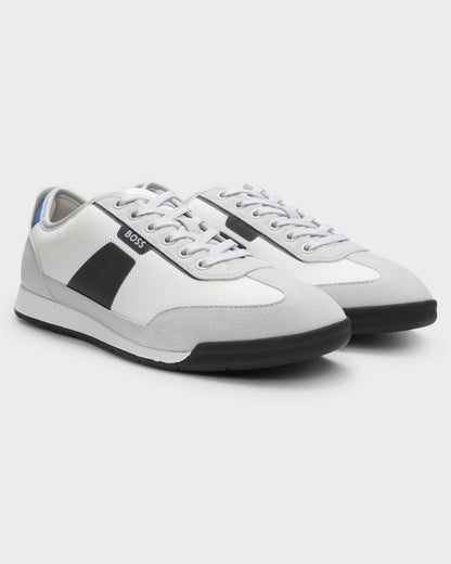BOSS Orange Nitan Mens Mixed Material Trainers with Ridged Outsole - Open Grey 064 | CHO | Designer Mens Trainers