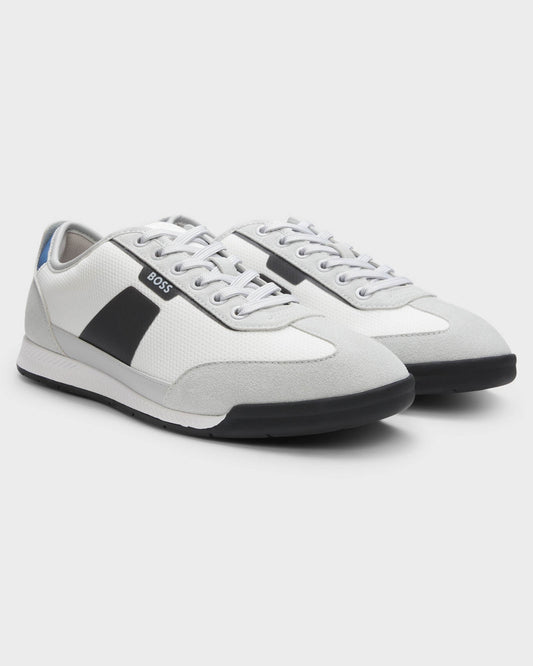 BOSS Orange Nitan Mens Mixed Material Trainers with Ridged Outsole - Open Grey 064 | CHO | Designer Mens Trainers