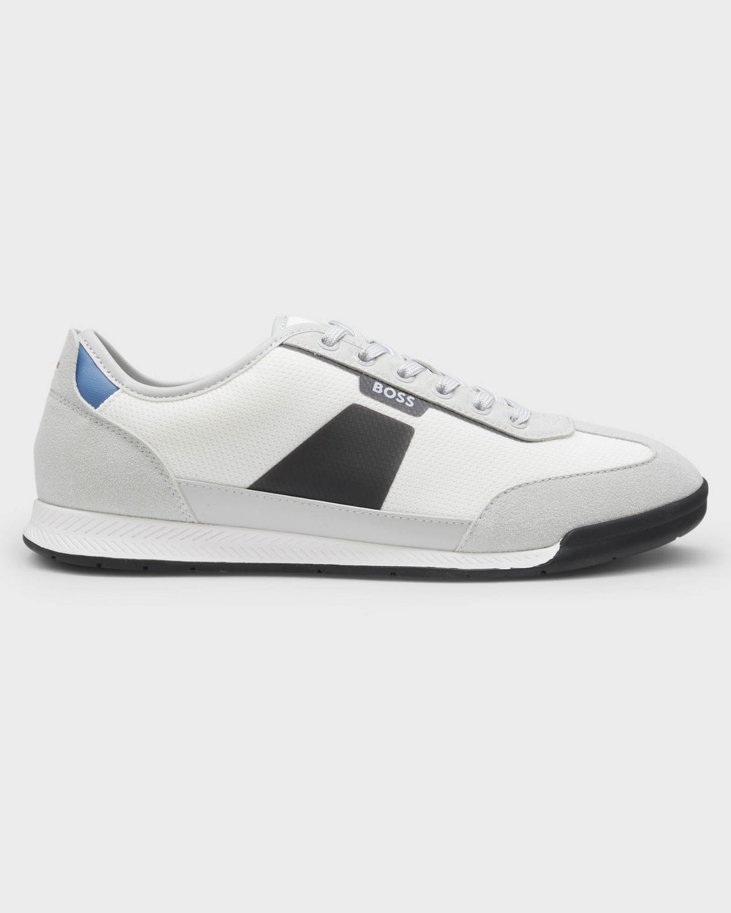 BOSS Orange Nitan Mens Mixed Material Trainers with Ridged Outsole - Open Grey 064 | CHO | Designer Mens Trainers