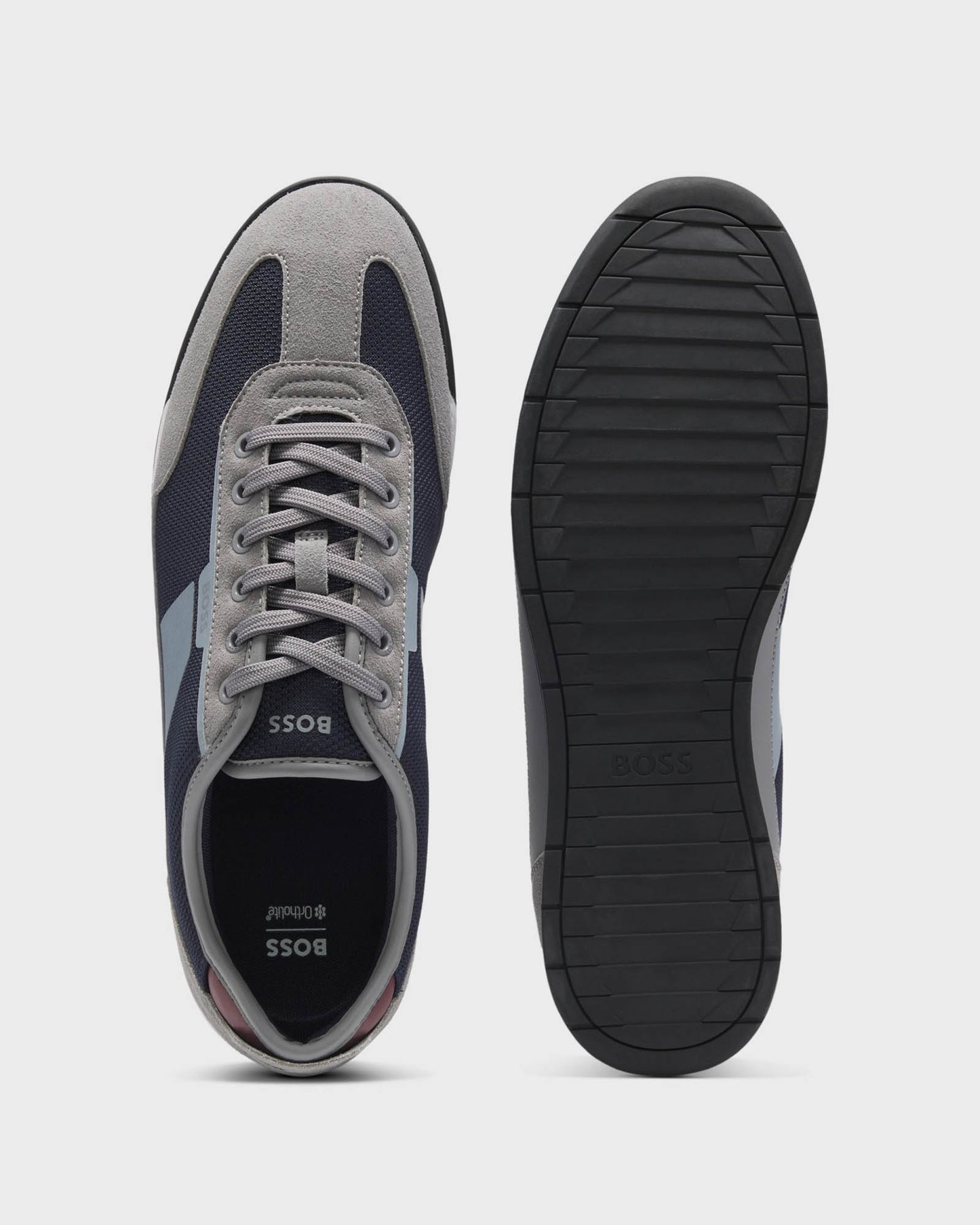 BOSS Orange Nitan Mens Mixed Material Trainers with Ridged Outsole - Open Grey 064