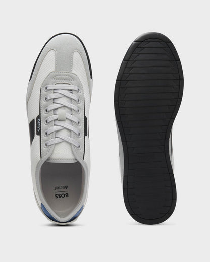 BOSS Orange Nitan Mens Mixed Material Trainers with Ridged Outsole - Open Grey 064 | CHO | Designer Mens Trainers