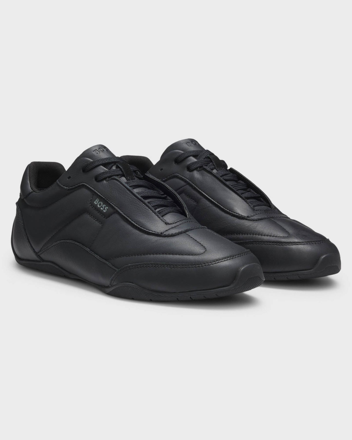 BOSS Orange Jaylen Mens Leather Trainers with Logo Detail  - Black 005 | CHO | Designer Mens Trainers