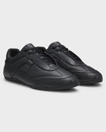 BOSS Orange Jaylen Mens Leather Trainers with Logo Detail  - Black 005 | CHO | Designer Mens Trainers