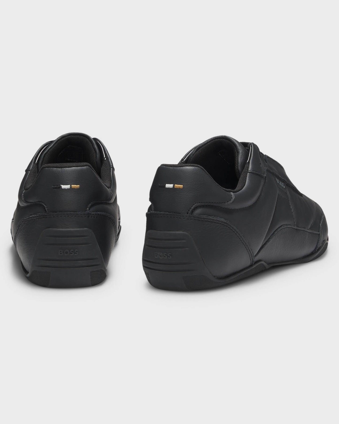 BOSS Orange Jaylen Mens Leather Trainers with Logo Detail  - Black 005 | CHO | Designer Mens Trainers