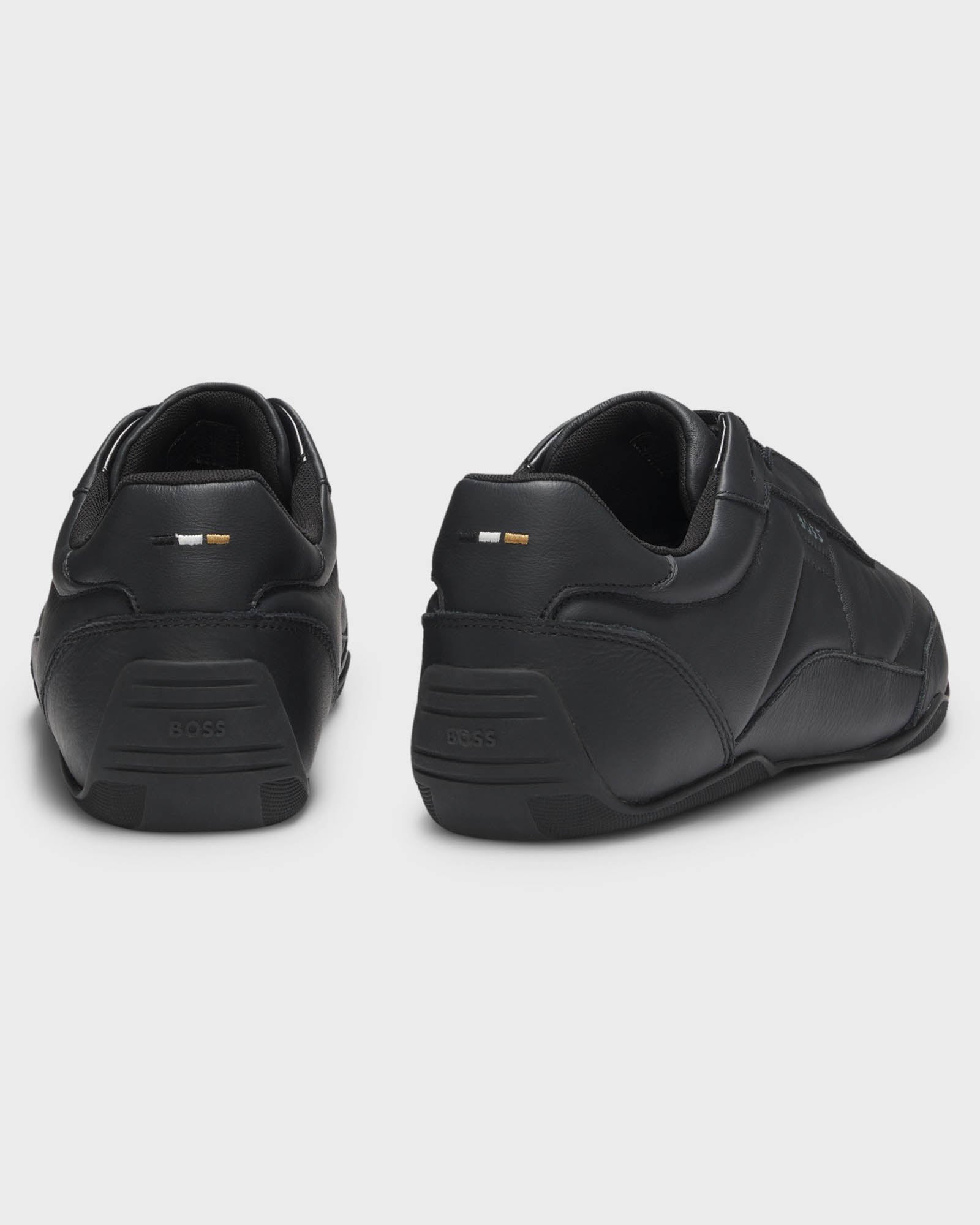 BOSS Orange Jaylen Mens Leather Trainers with Logo Detail  - Black 005 | CHO | Designer Mens Trainers