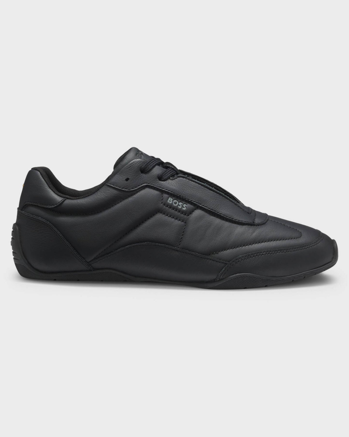 BOSS Orange Jaylen Mens Leather Trainers with Logo Detail  - Black 005 | CHO | Designer Mens Trainers