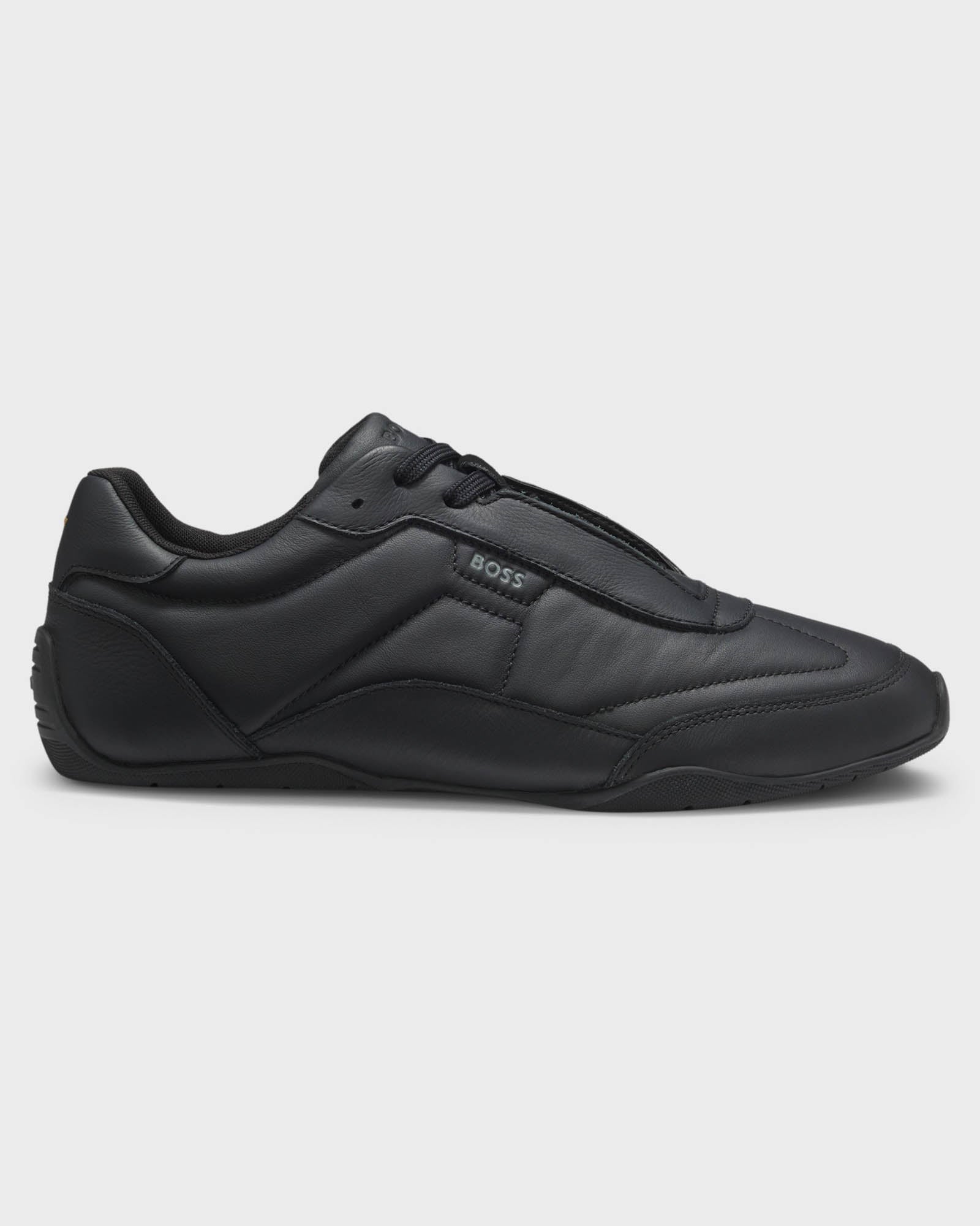 BOSS Orange Jaylen Mens Leather Trainers with Logo Detail  - Black 005 | CHO | Designer Mens Trainers