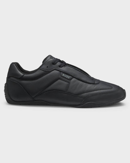 BOSS Orange Jaylen Mens Leather Trainers with Logo Detail  - Black 005 | CHO | Designer Mens Trainers