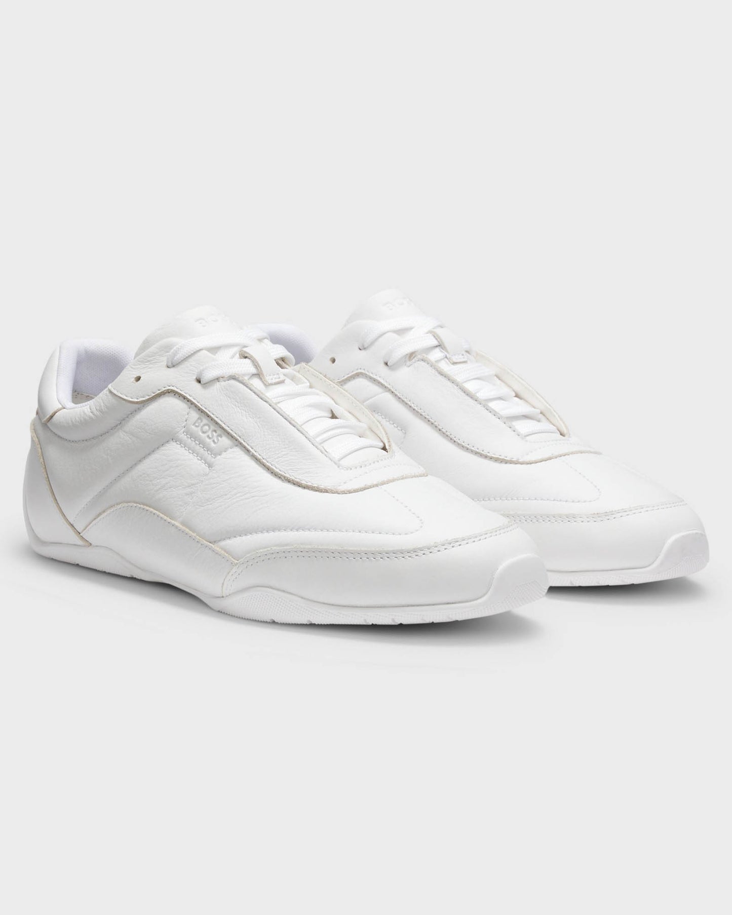BOSS Orange Jaylen Mens Leather Trainers with Logo Detail - White 100 | CHO | Designer Mens Trainers