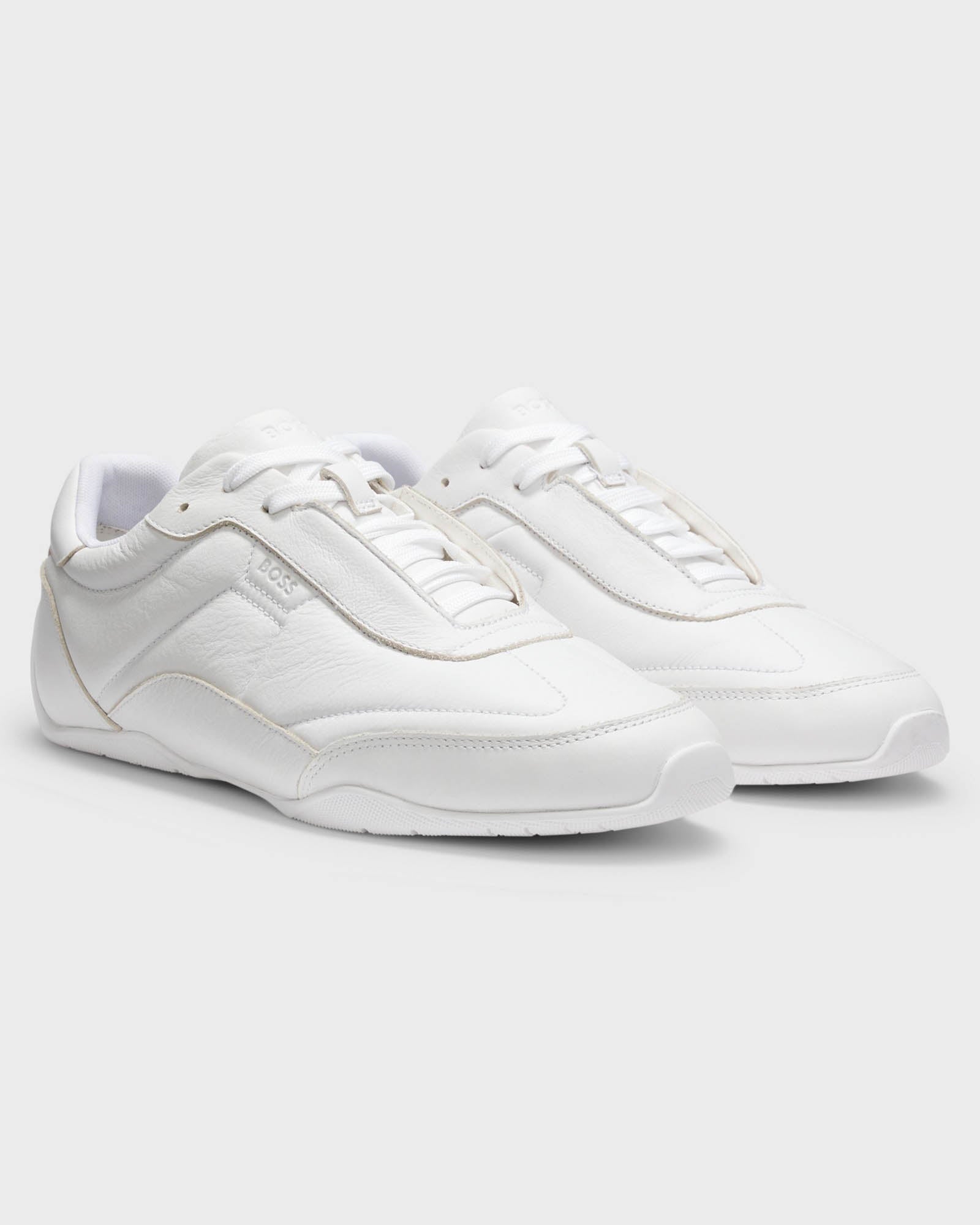BOSS Orange Jaylen Mens Leather Trainers with Logo Detail - White 100 | CHO | Designer Mens Trainers