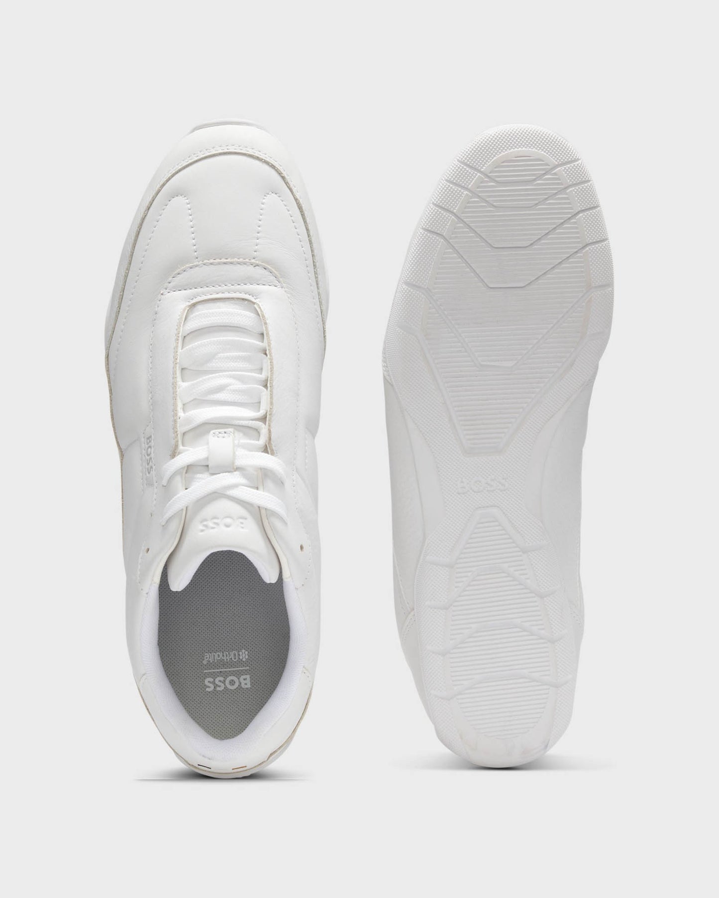 BOSS Orange Jaylen Mens Leather Trainers with Logo Detail - White 100 | CHO | Designer Mens Trainers