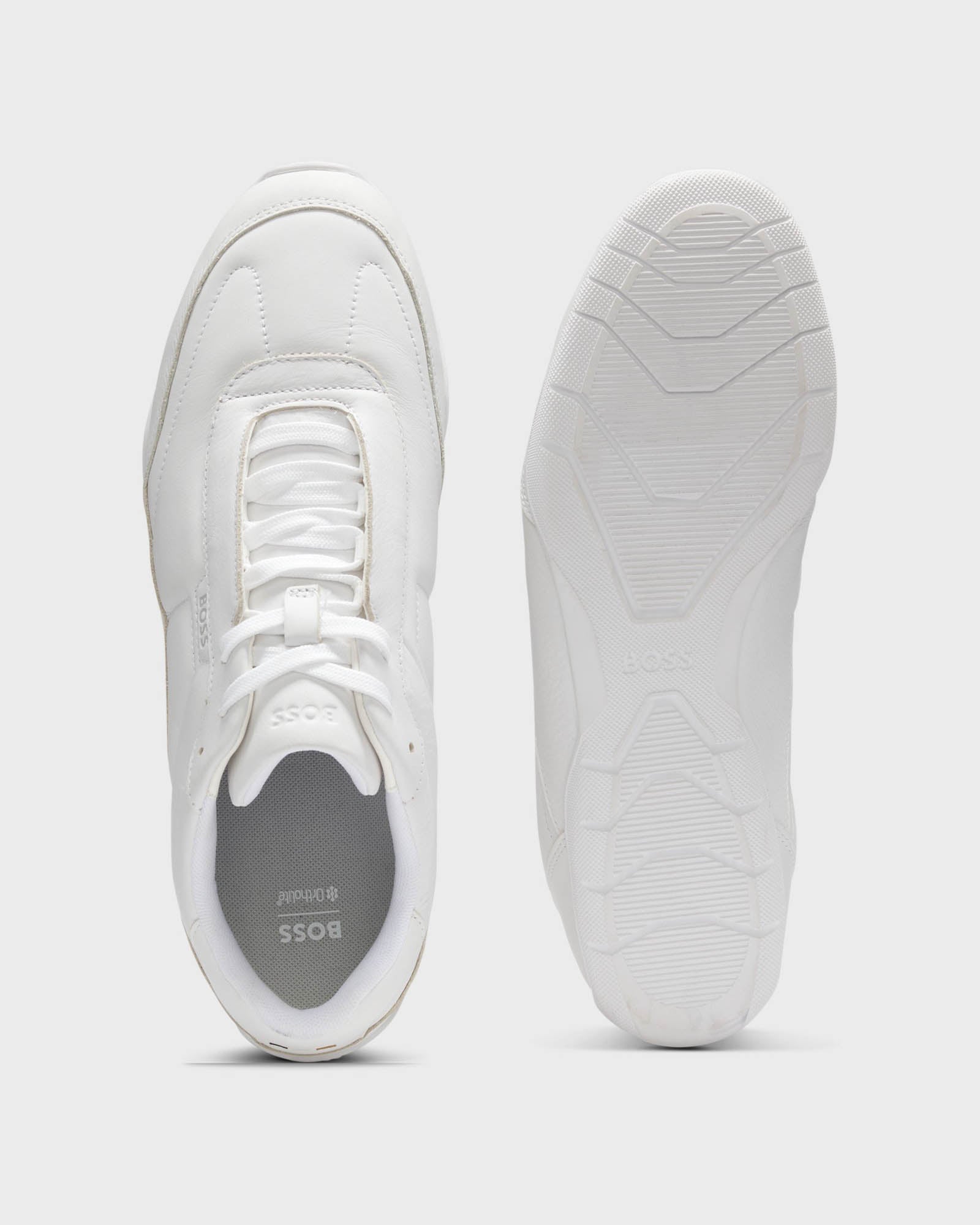 BOSS Orange Jaylen Mens Leather Trainers with Logo Detail - White 100 | CHO | Designer Mens Trainers