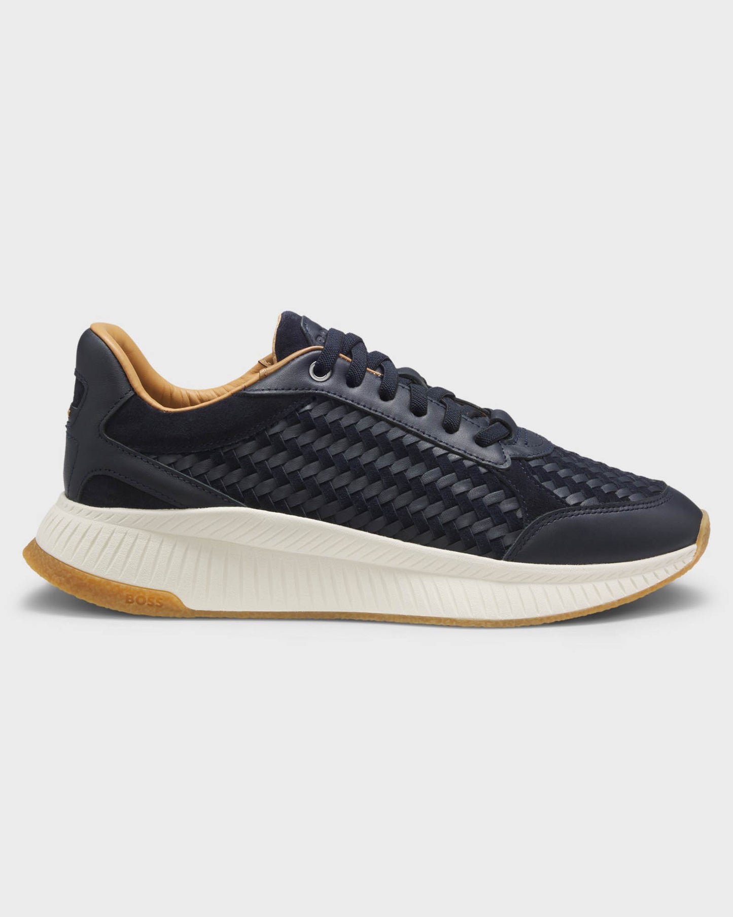 BOSS Orange TTNM EVO Mens Trainers with Woven uppers and Suede Trims - Dark Blue 401 | CHO | Designer Mens Trainers