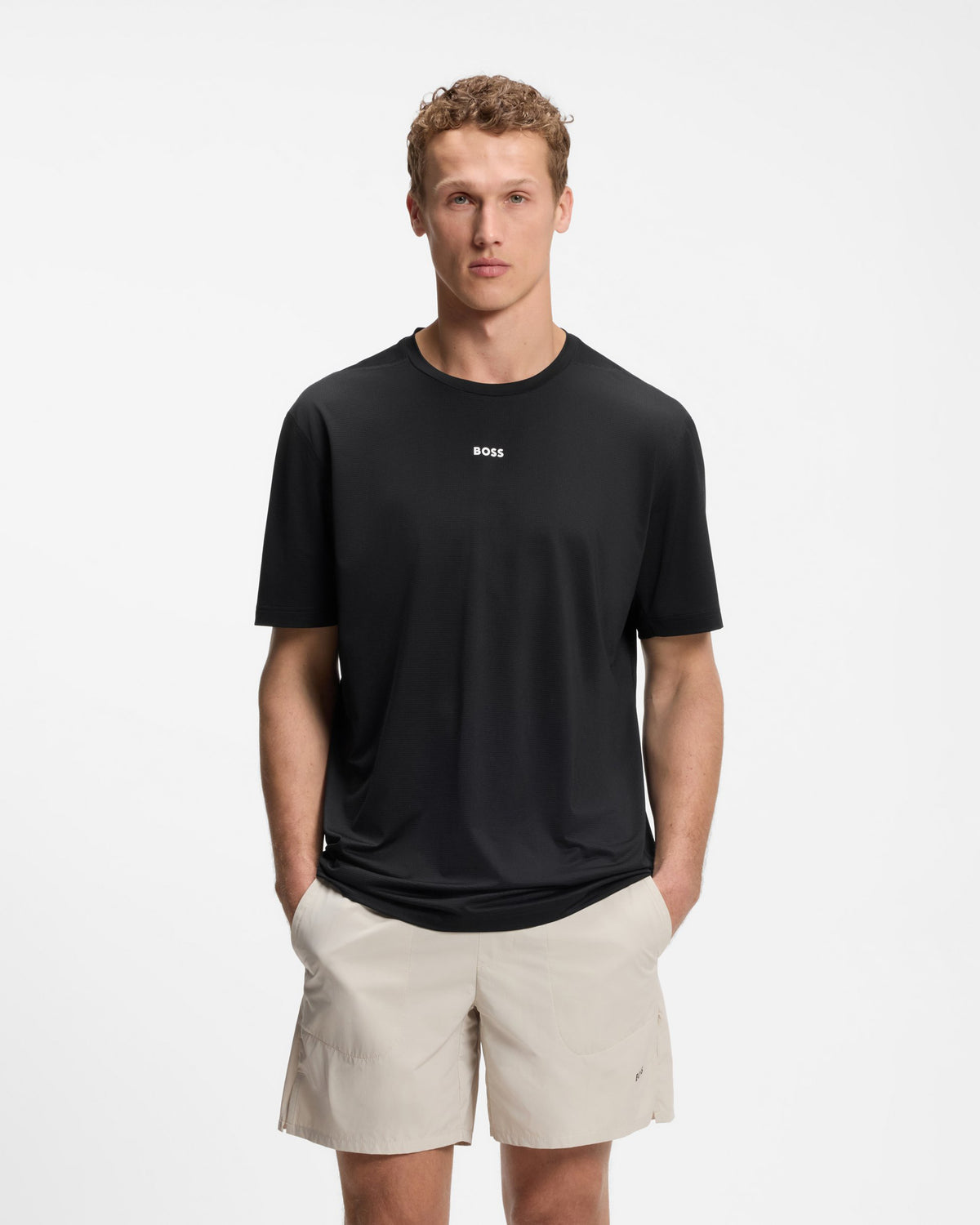 BOSS Green Active Mens Performance T-Shirt - Black 001 front