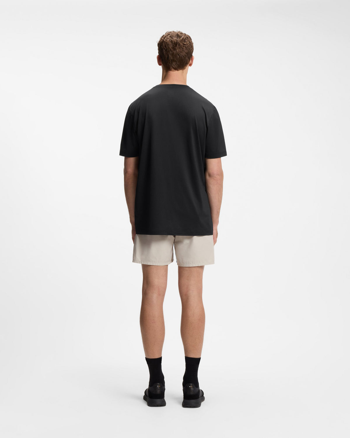 BOSS Green Active Mens Performance T-Shirt - Black 001 full length back