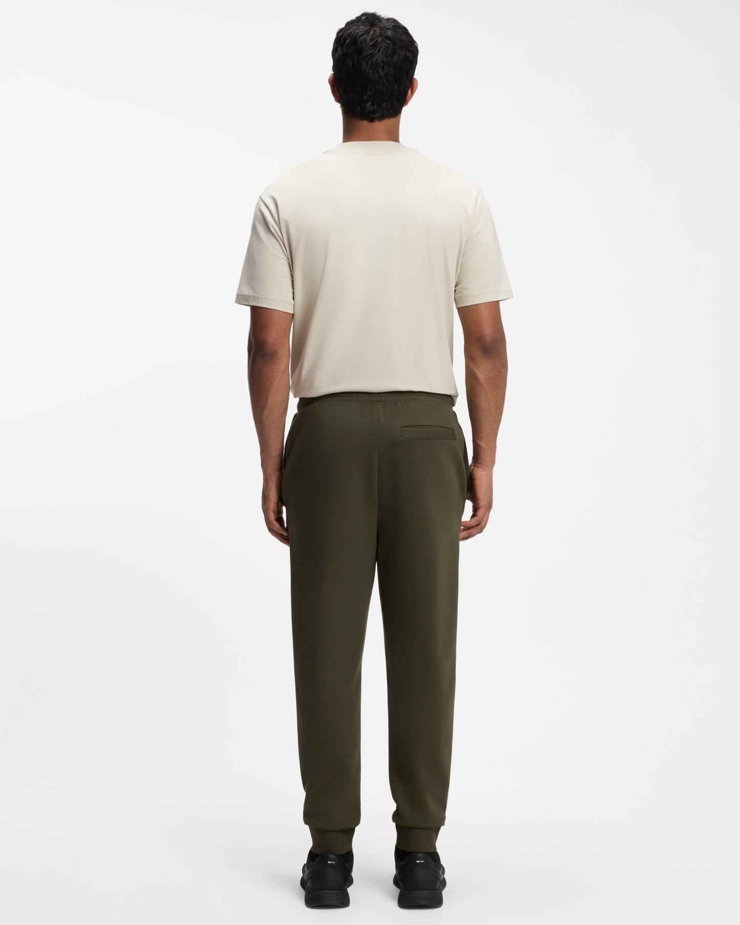 BOSS Green Hadiko Mens Stretch - cotton track pants with puff - print logo - Olive 398 | CHO | Designer Mens,Trousers,Joggers
