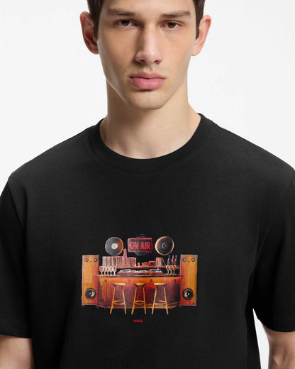 HUGO Durectee Mens Graphic T - Shirt - Black 001 | CHO | Designer Mens Short Sleeve T - Shirts