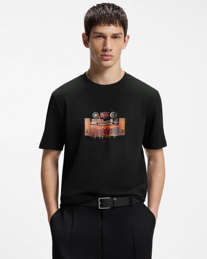 HUGO Durectee Mens Graphic T - Shirt - Black 001 | CHO | Designer Mens Short Sleeve T - Shirts