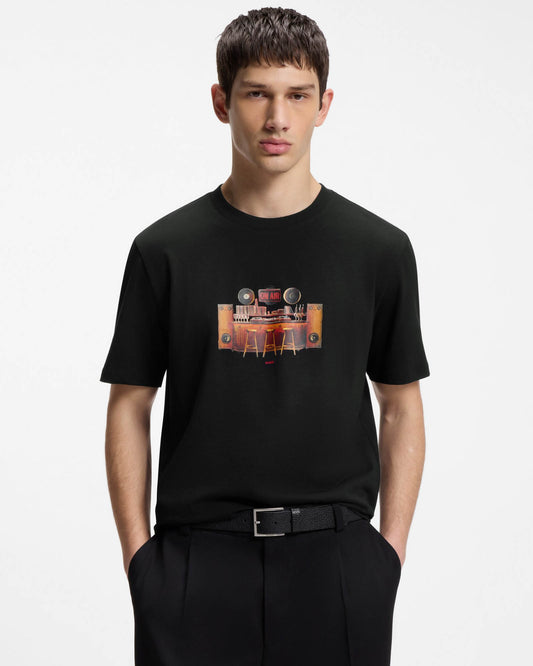 HUGO Durectee Mens Graphic T - Shirt - Black 001 | CHO | Designer Mens Short Sleeve T - Shirts