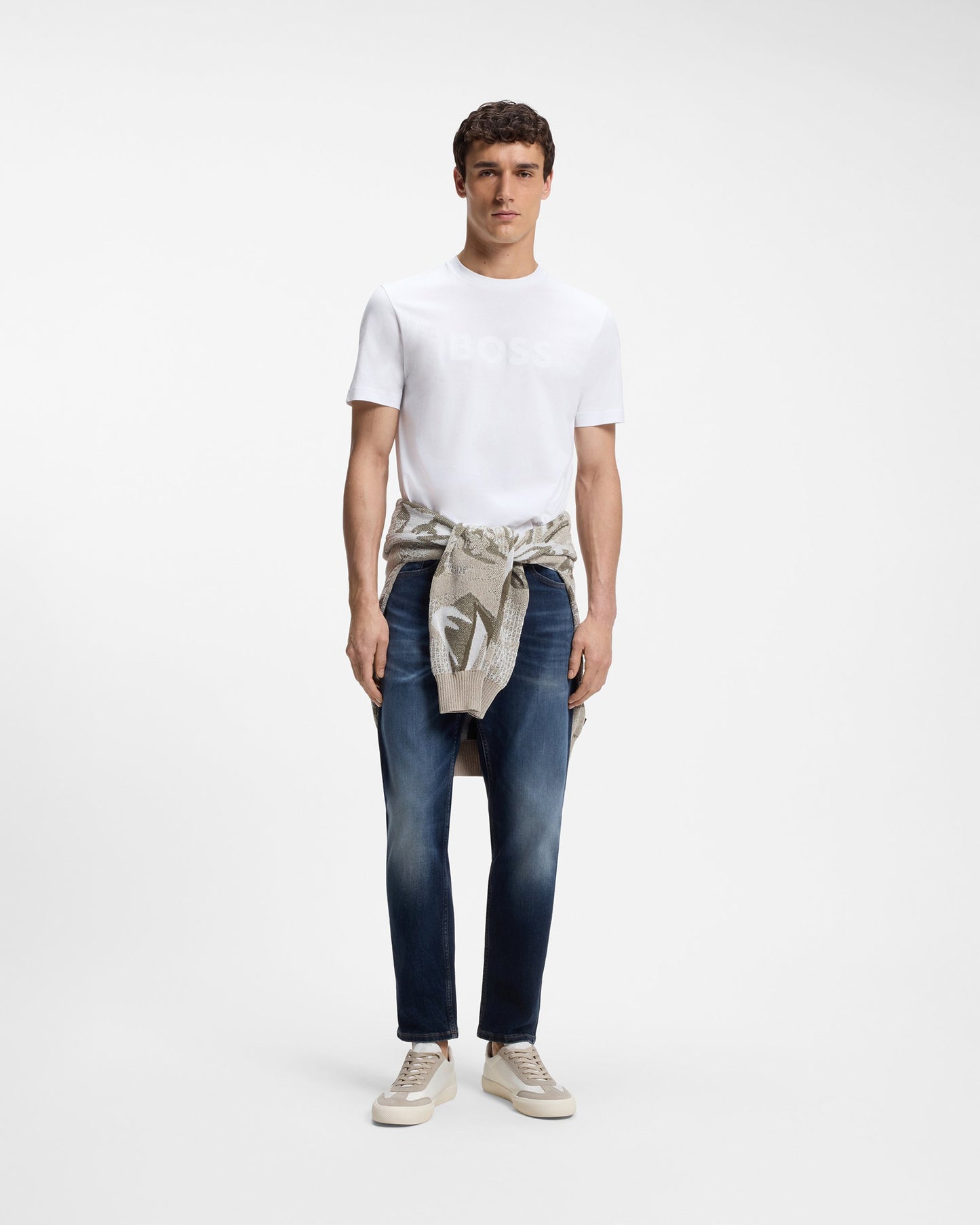 BOSS Orange Te Logo Regular-fit T-shirt in cotton with logo print - White 100 front, full