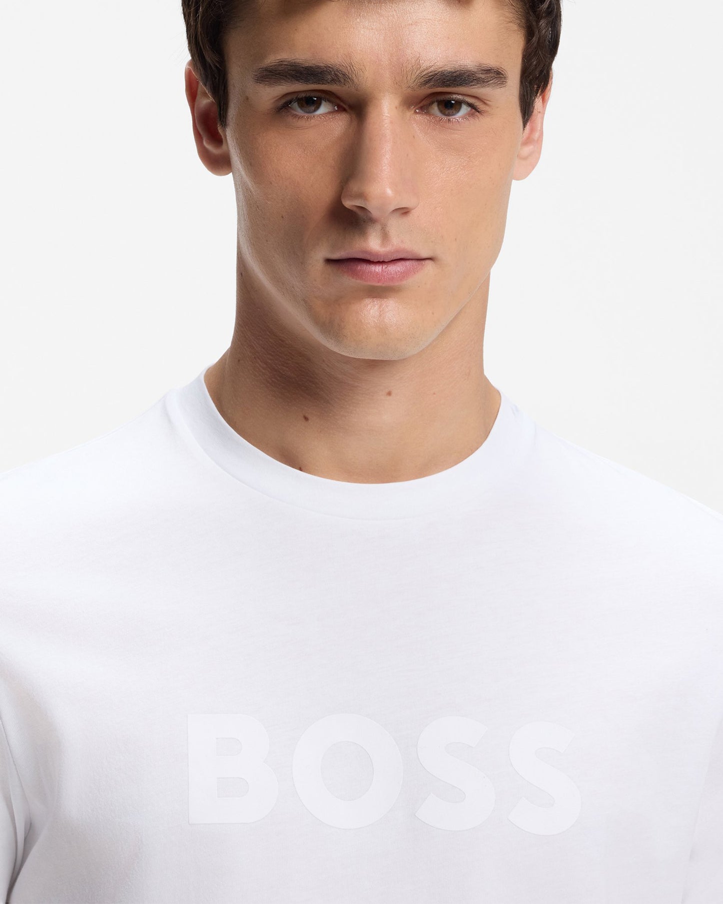 BOSS Orange Te Logo Regular-fit T-shirt in cotton with logo print - White 100, detail