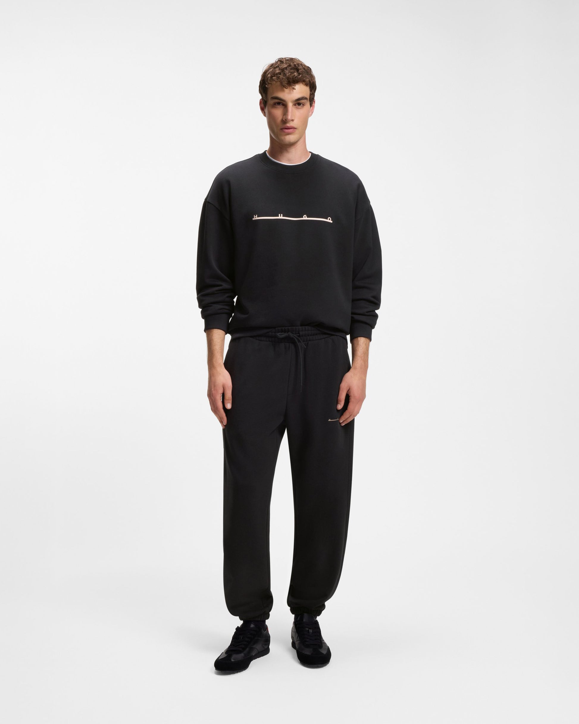 HUGO Datrisweat Mens Sweatshirt - Black 001 front, full length