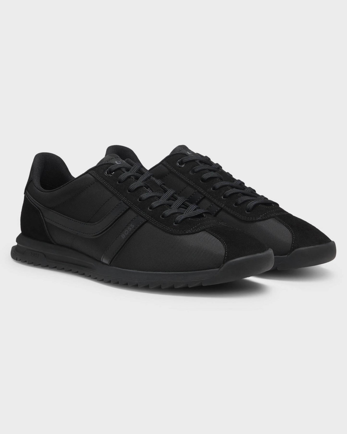 BOSS Orange Zayn Mens Low-Top Trainers with Faux-Leather Trims - Black 005 | CHO | Designer Mens Trainers