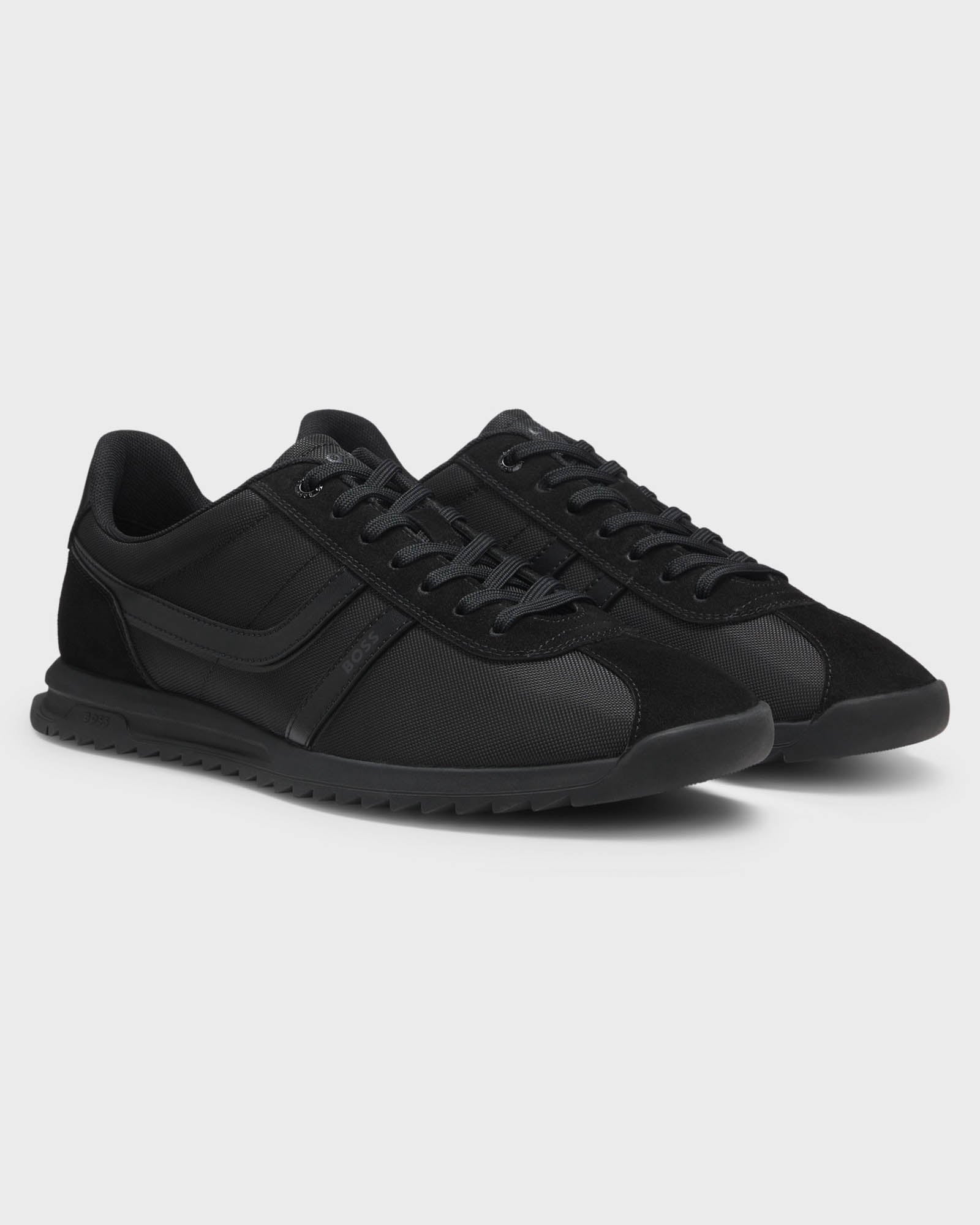 BOSS Orange Zayn Mens Low-Top Trainers with Faux-Leather Trims - Black 005 | CHO | Designer Mens Trainers