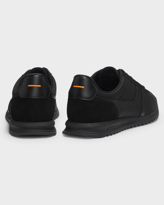 BOSS Orange Zayn Mens Low-Top Trainers with Faux-Leather Trims - Black 005 | CHO | Designer Mens Trainers