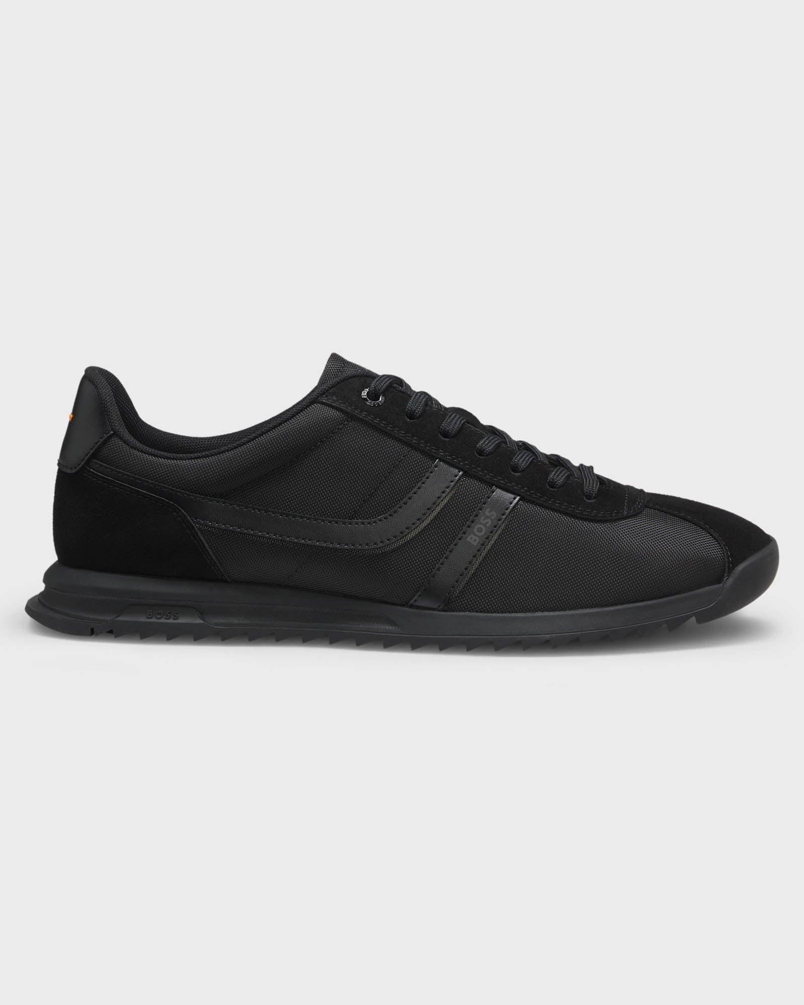 BOSS Orange Zayn Mens Low-Top Trainers with Faux-Leather Trims - Black 005 | CHO | Designer Mens Trainers