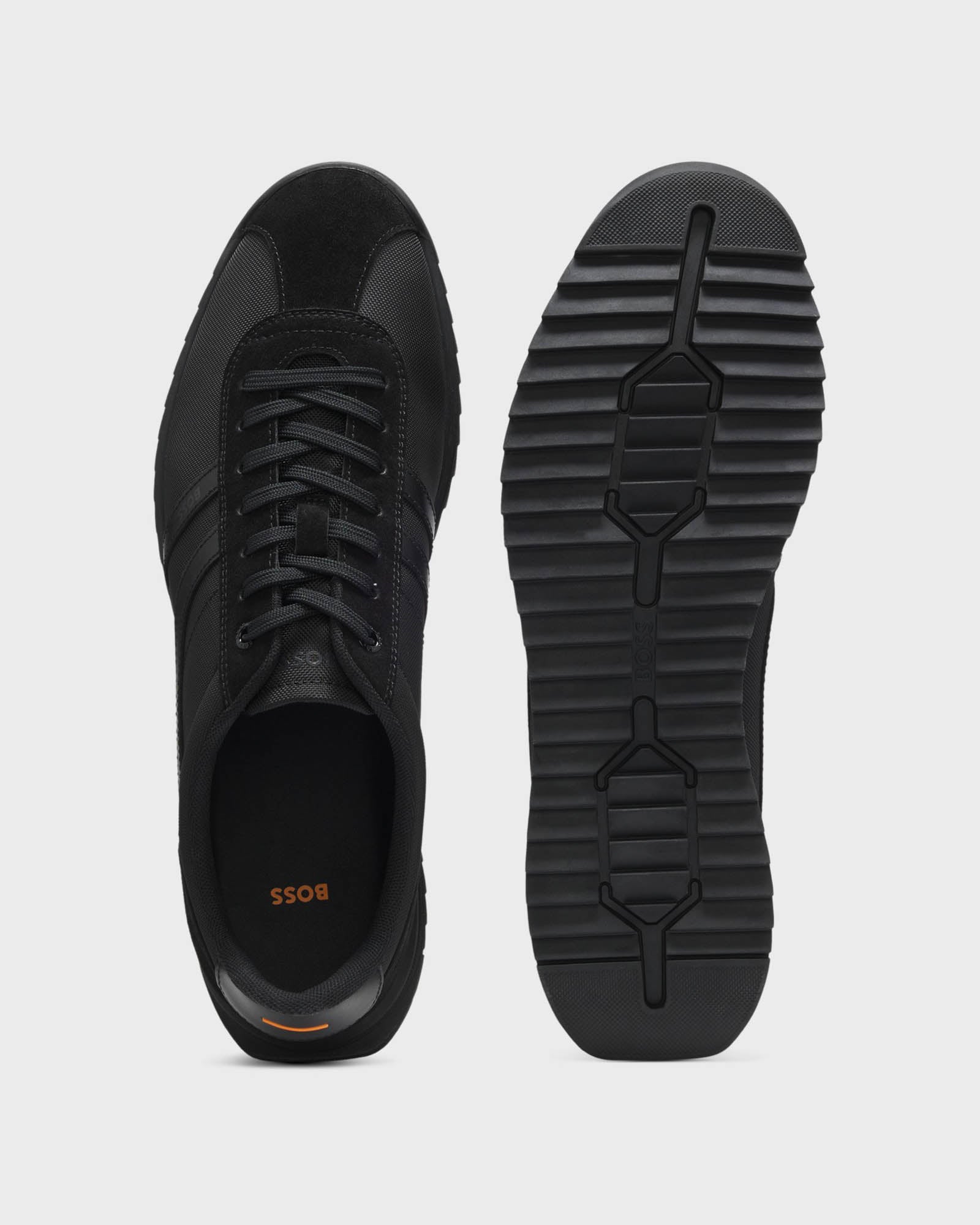 BOSS Orange Zayn Mens Low-Top Trainers with Faux-Leather Trims - Black 005 | CHO | Designer Mens Trainers