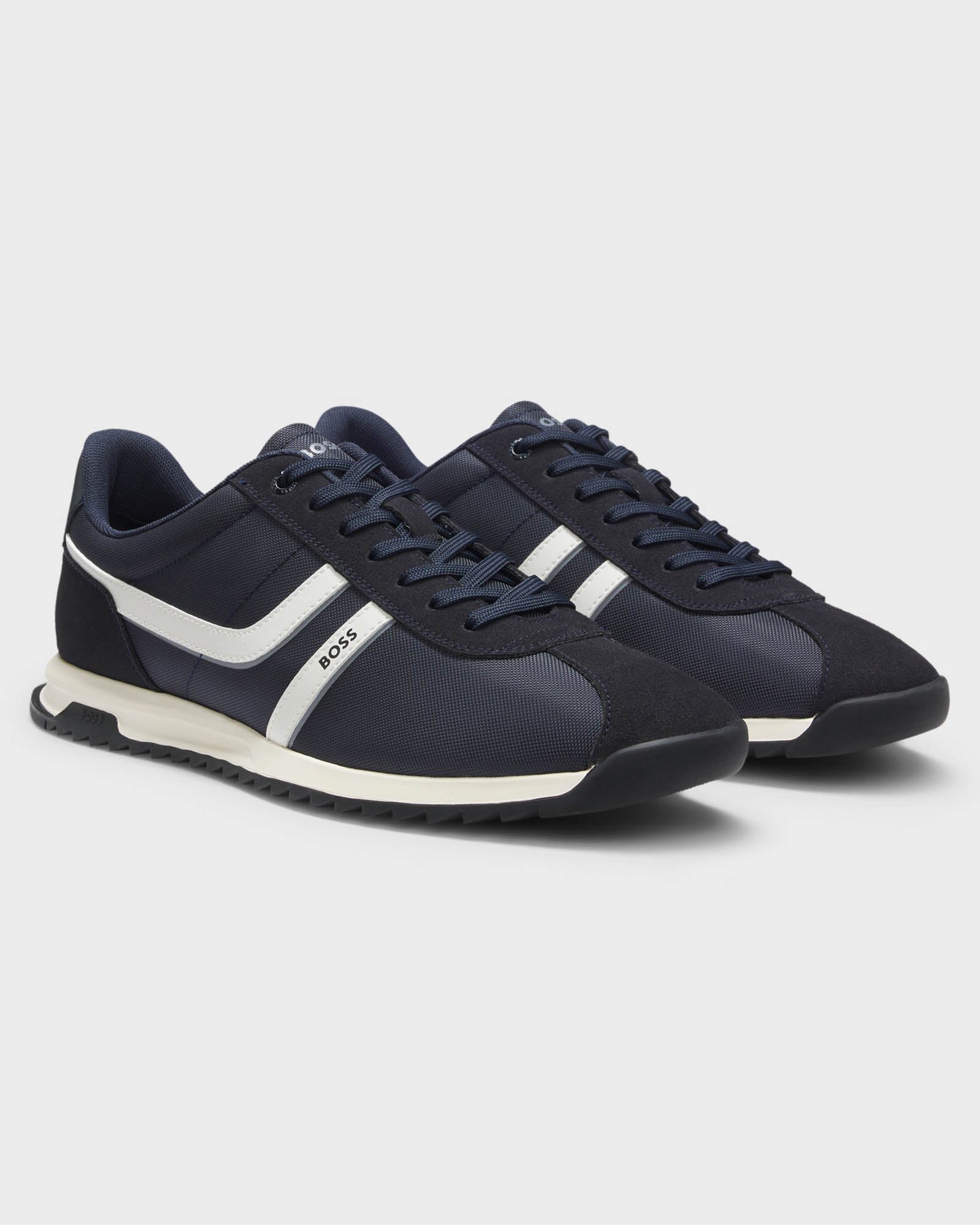 BOSS Orange Zayn Mens Low-Top Trainers with Faux-Leather Trims - Dark Blue 401 | CHO | Designer Mens Trainers