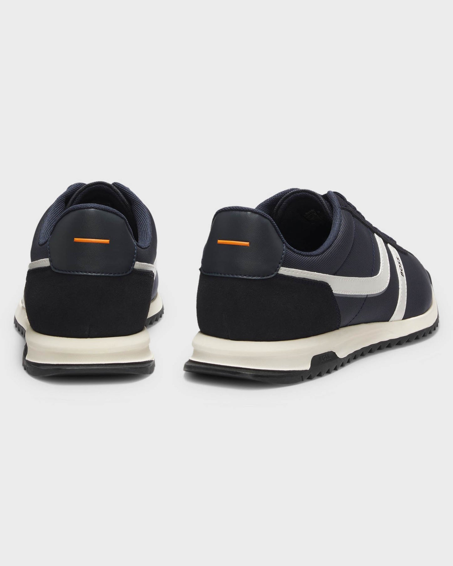 BOSS Orange Zayn Mens Low-Top Trainers with Faux-Leather Trims - Dark Blue 401 | CHO | Designer Mens Trainers